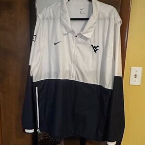 WVU Nike Colorblock Pullover Windbreaker Jacket - White & Navy